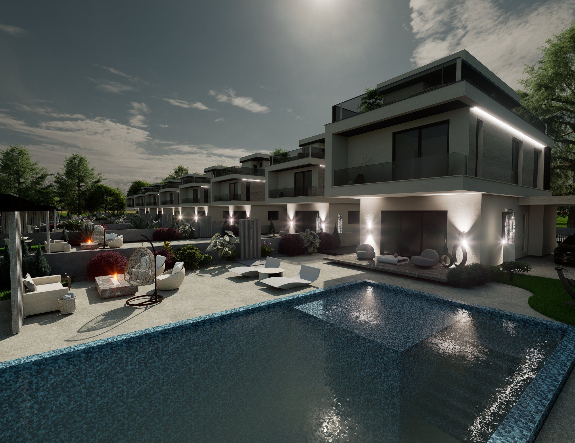 Evening Pool & Lounge Terrace